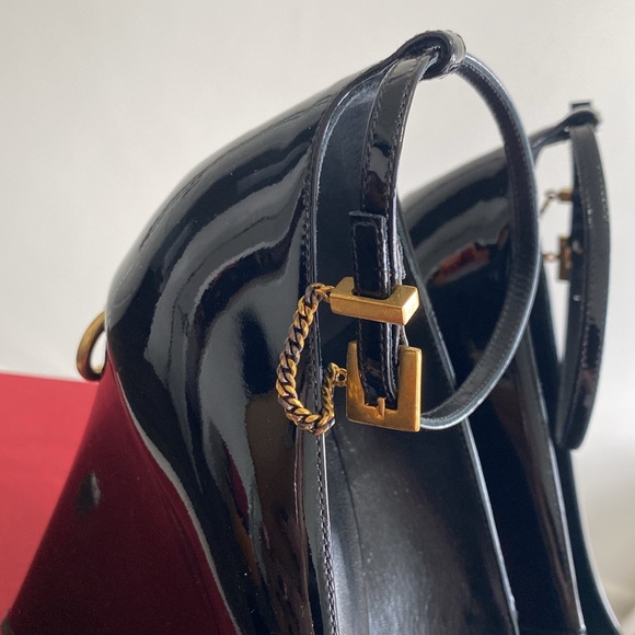 Valentino patent black wedge with ankle strap. - Picture 2 of 12